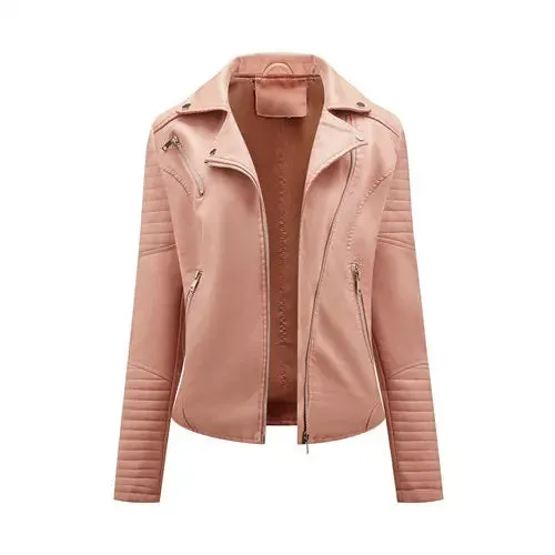2024 New Fashion Women Faux Leather Jacket Spring Autumn Zipper Casual Pu Coat Female Biker Outerwear Ladies Clothes S-XXXL