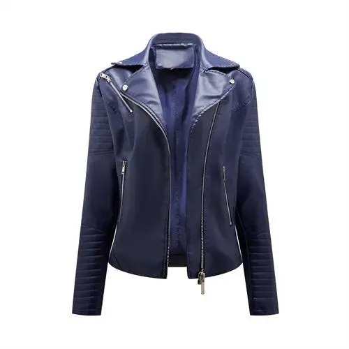 2024 New Fashion Women Faux Leather Jacket Spring Autumn Zipper Casual Pu Coat Female Biker Outerwear Ladies Clothes S-XXXL