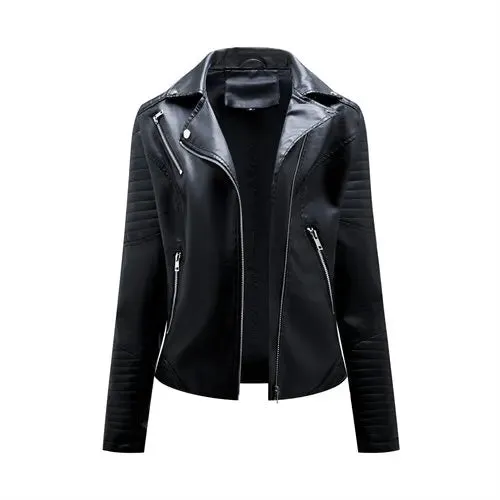 2024 New Fashion Women Faux Leather Jacket Spring Autumn Zipper Casual Pu Coat Female Biker Outerwear Ladies Clothes S-XXXL