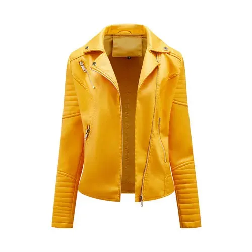 2024 New Fashion Women Faux Leather Jacket Spring Autumn Zipper Casual Pu Coat Female Biker Outerwear Ladies Clothes S-XXXL