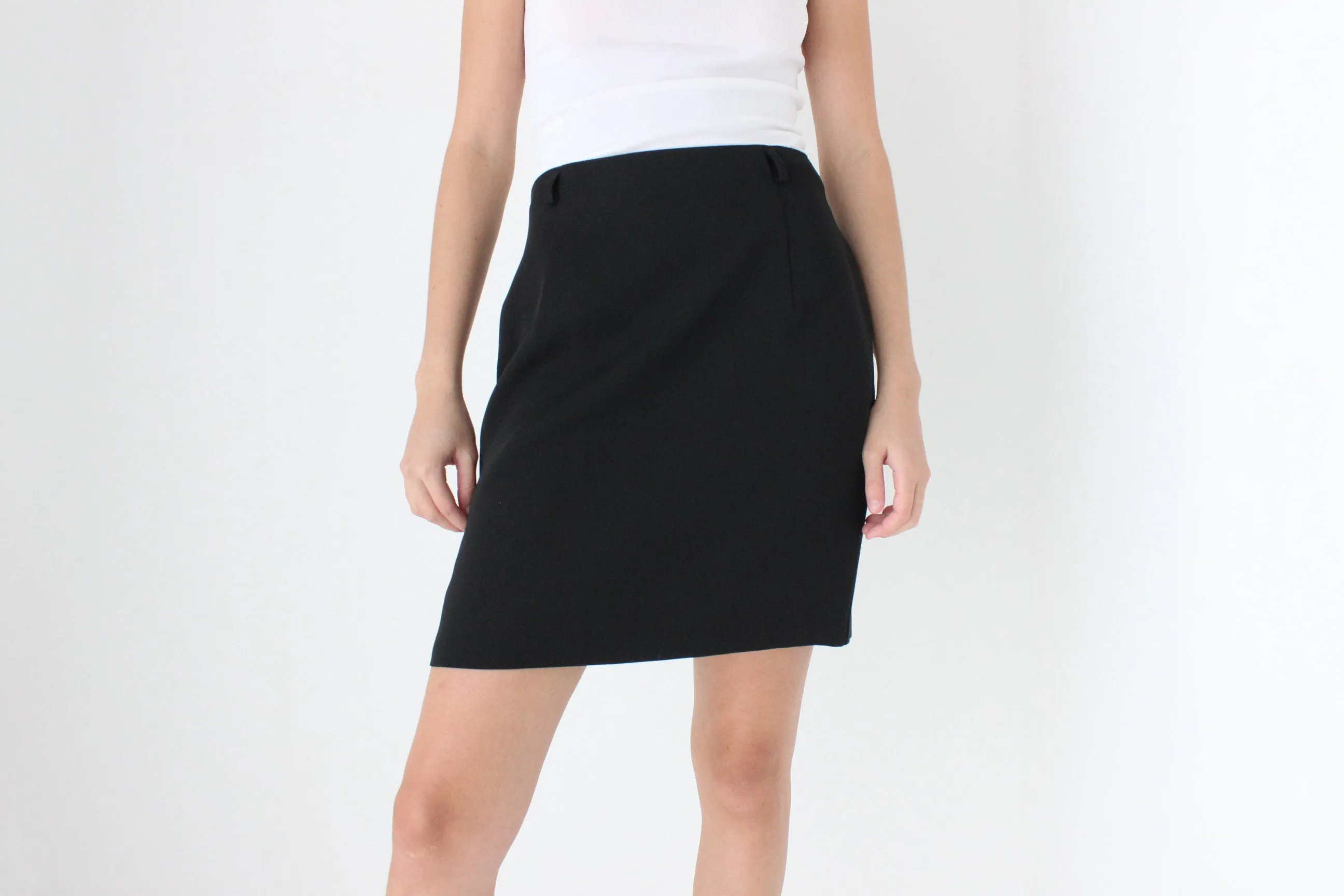 90s Minimal Crepe Mini Skirt