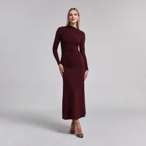 Asymmetric Neck Bodycon Maxi Dress