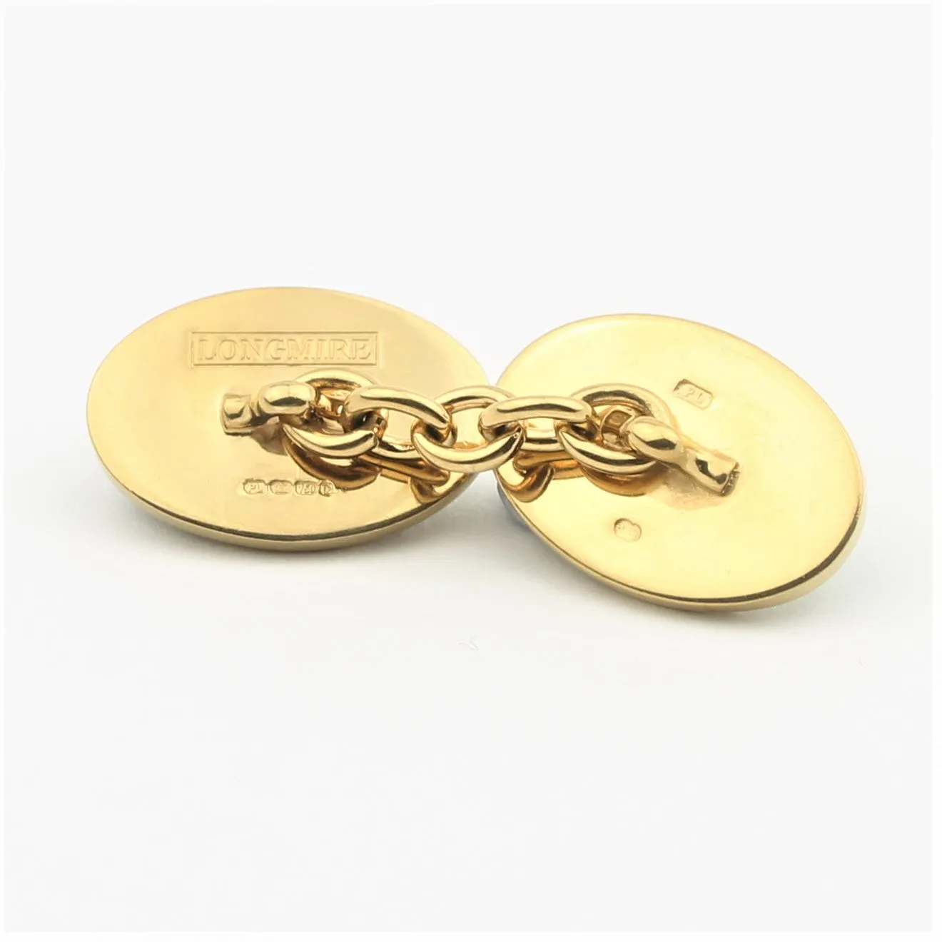 BASKET BLUE ENAMEL 18ct YELLOW GOLD CUFFLINKS