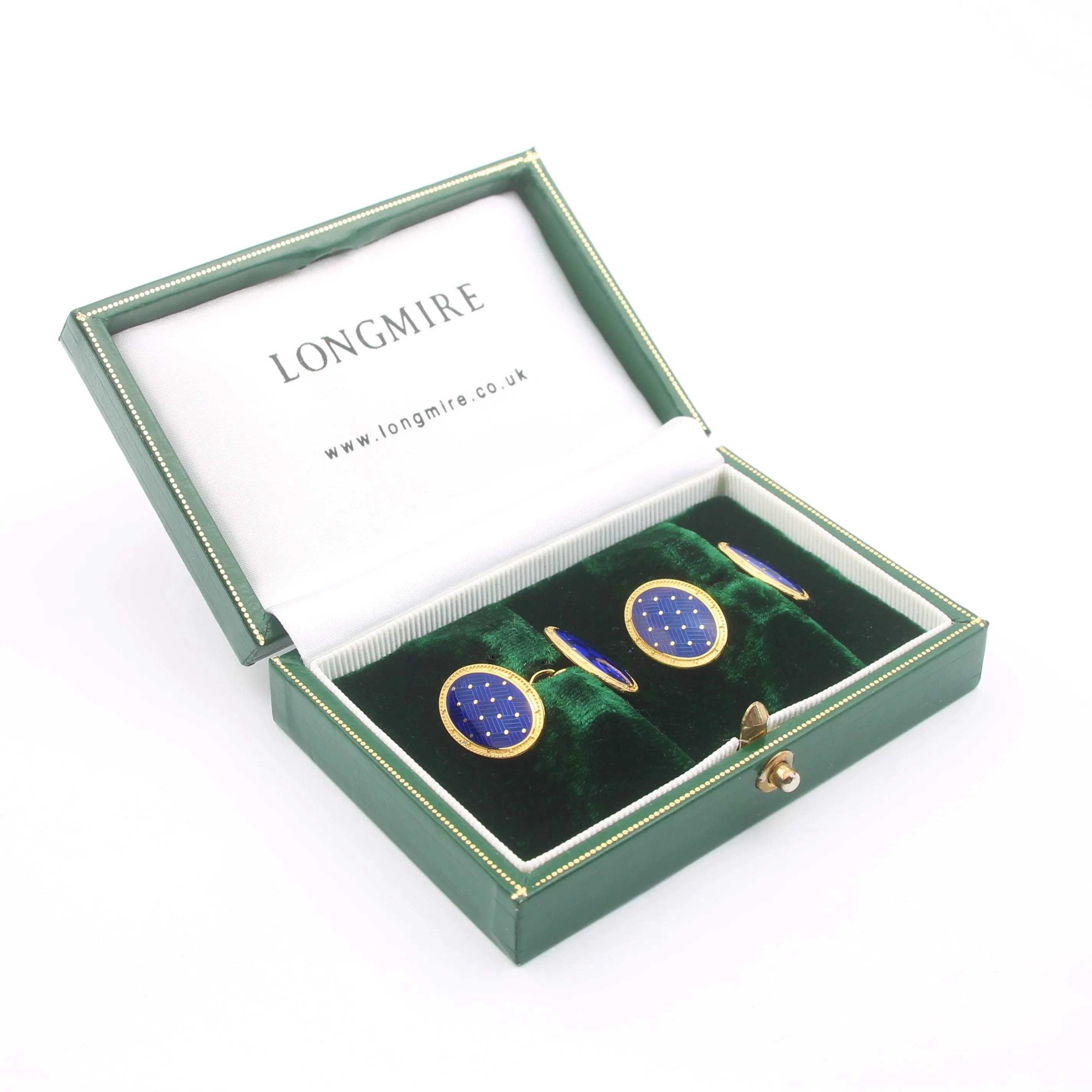 BASKET BLUE ENAMEL 18ct YELLOW GOLD CUFFLINKS