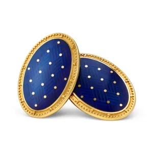 BASKET BLUE ENAMEL 18ct YELLOW GOLD CUFFLINKS