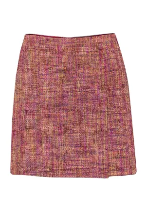 BCBG Max Azria - Multicolored Metallic Tweed Vented Skirt Sz 4