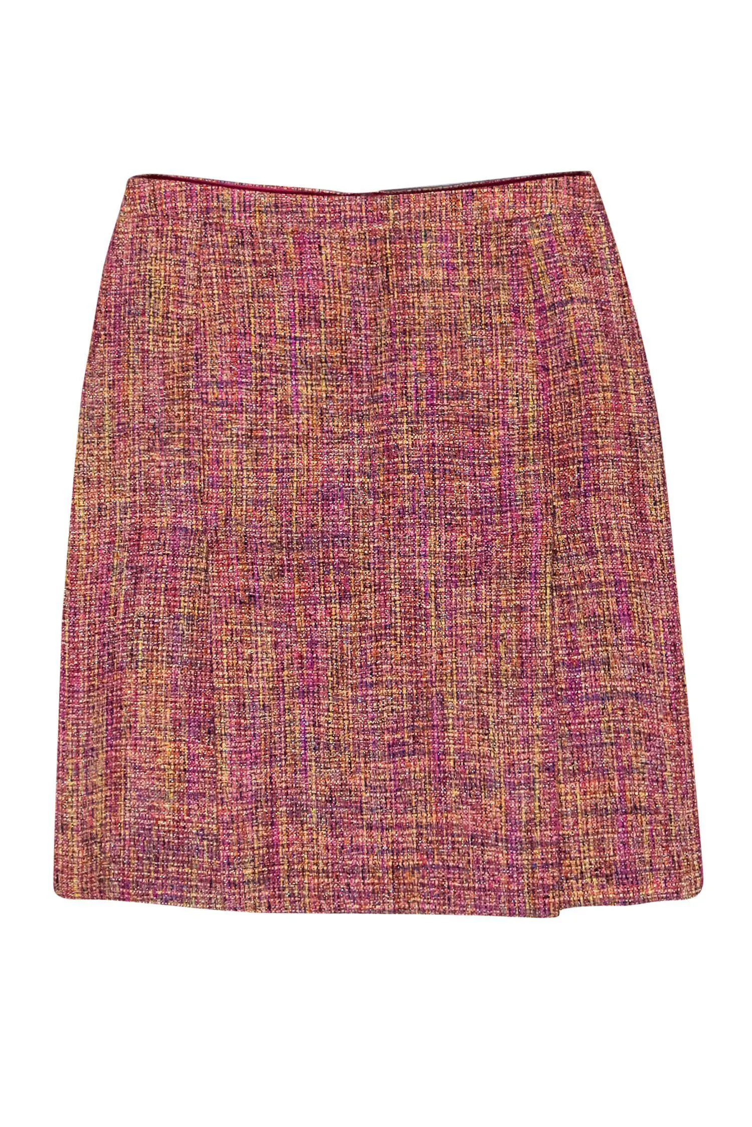 BCBG Max Azria - Multicolored Metallic Tweed Vented Skirt Sz 4