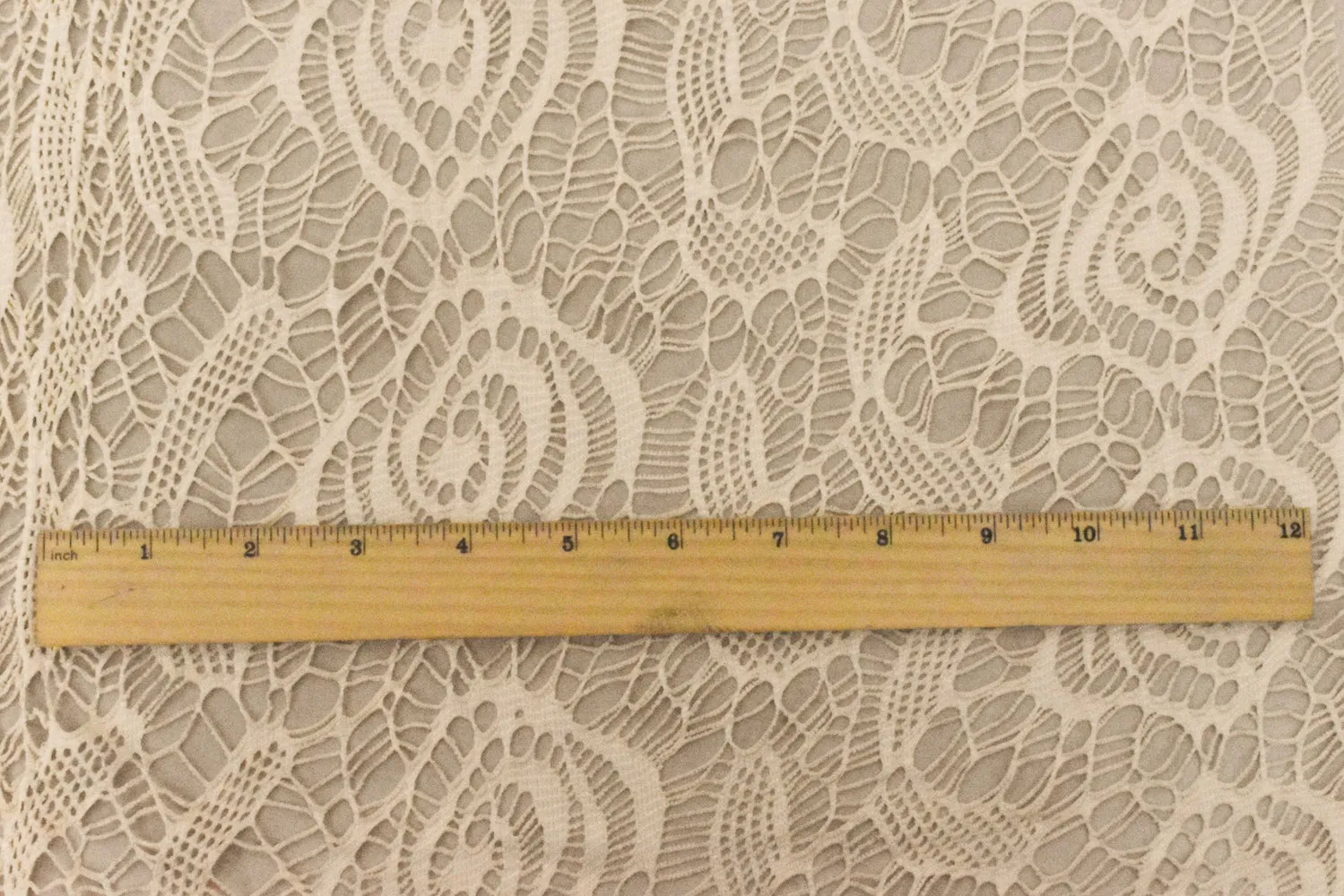 Beach Beige Abstract Pattern Stretch Poly Crochet Knit Fabric