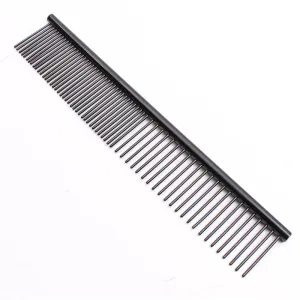 Black Colour Dog Grooming Comb, Stainless Steel - 19cm