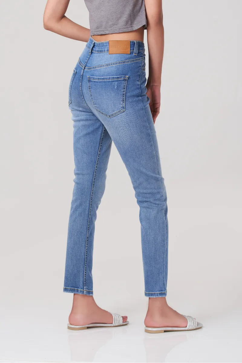 Blue Straight Slim Fit Women Jeans