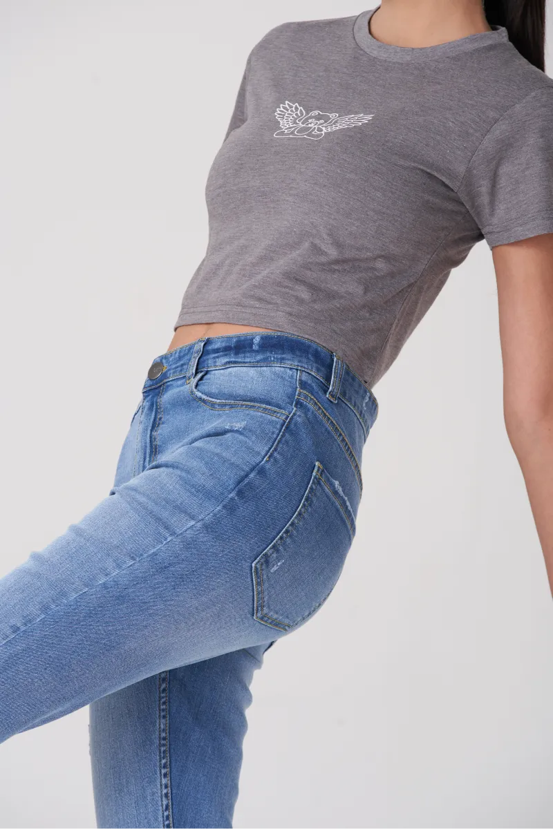 Blue Straight Slim Fit Women Jeans