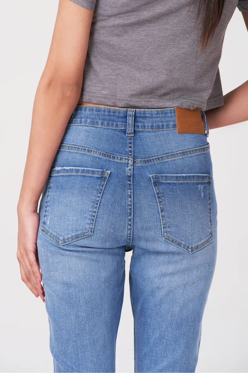 Blue Straight Slim Fit Women Jeans