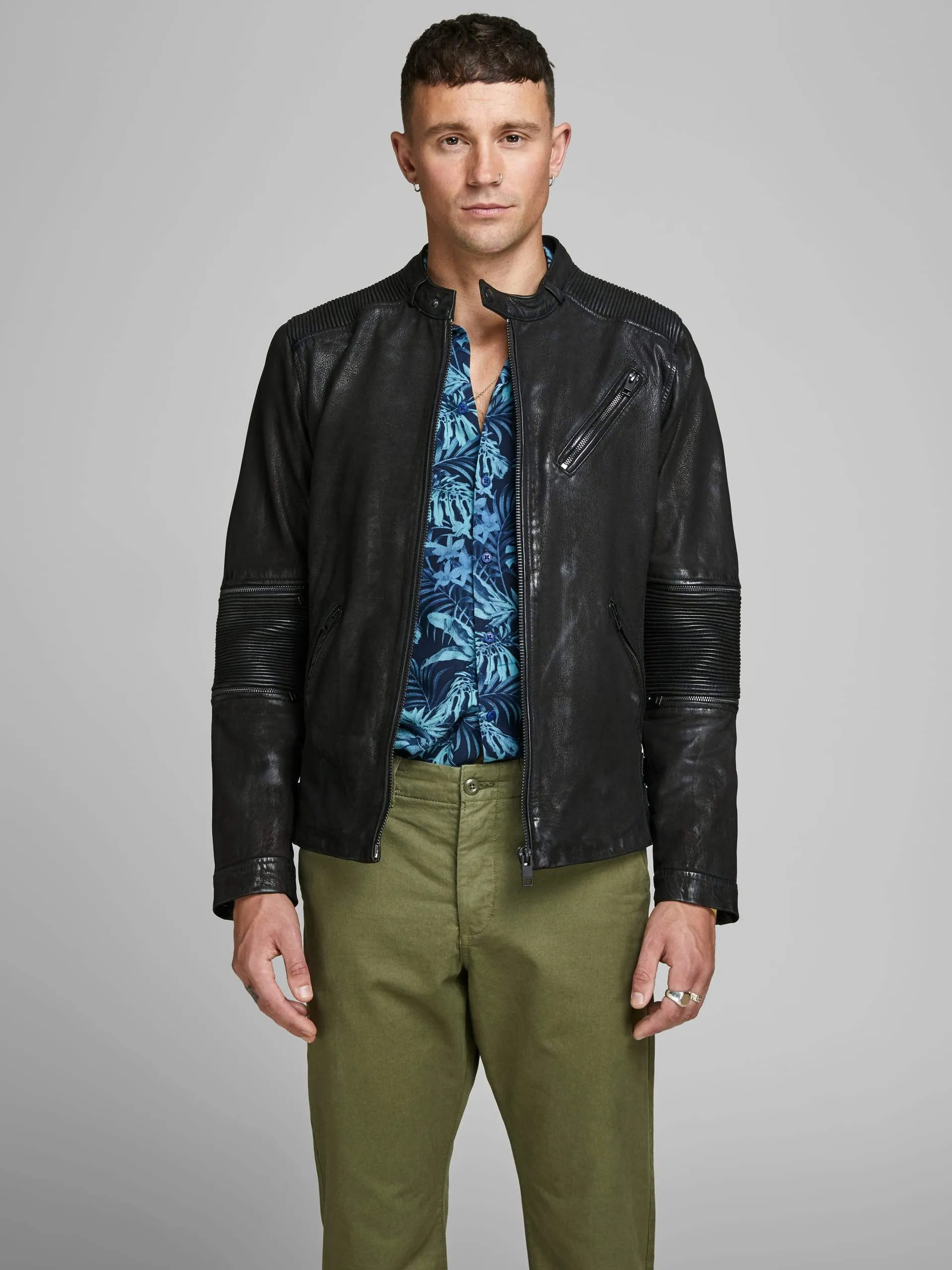 Bomber Oxidixe Slim Fit Leather Jacket