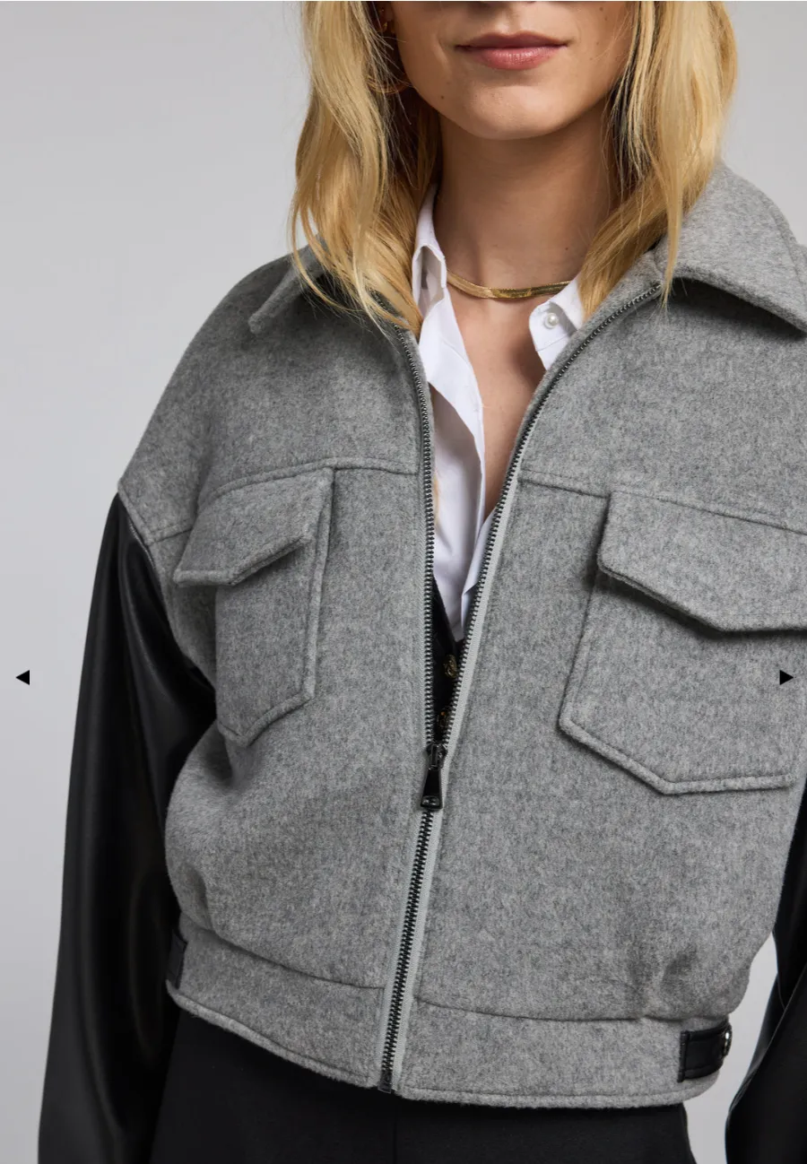 Caspian Wool Vegan Leather Combo Bomber