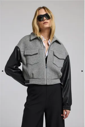 Caspian Wool Vegan Leather Combo Bomber