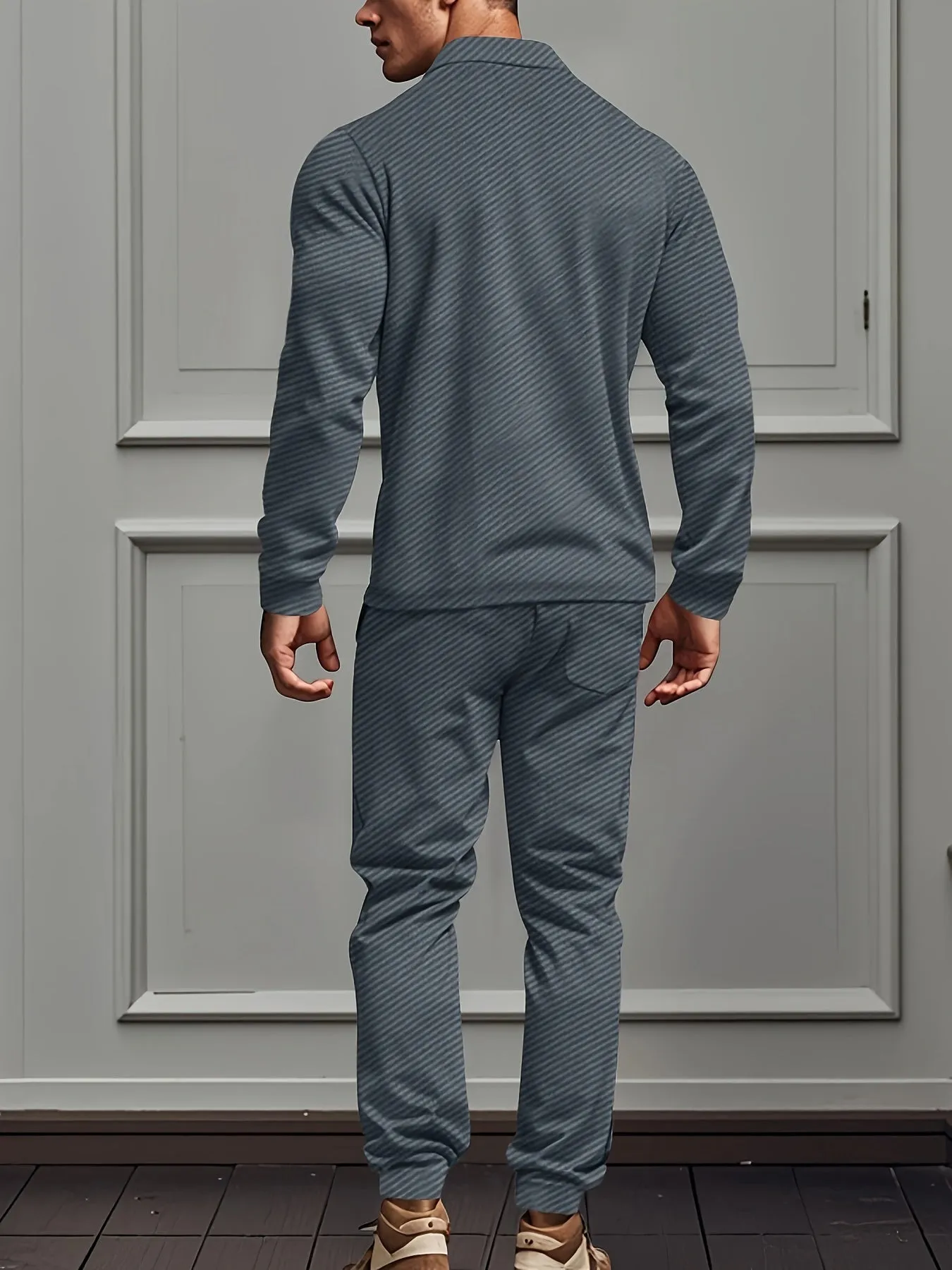 Casual Polyester Blend Knit Tracksuit with Jacket and Cotton Pants for Men | Ideal for All Seasons