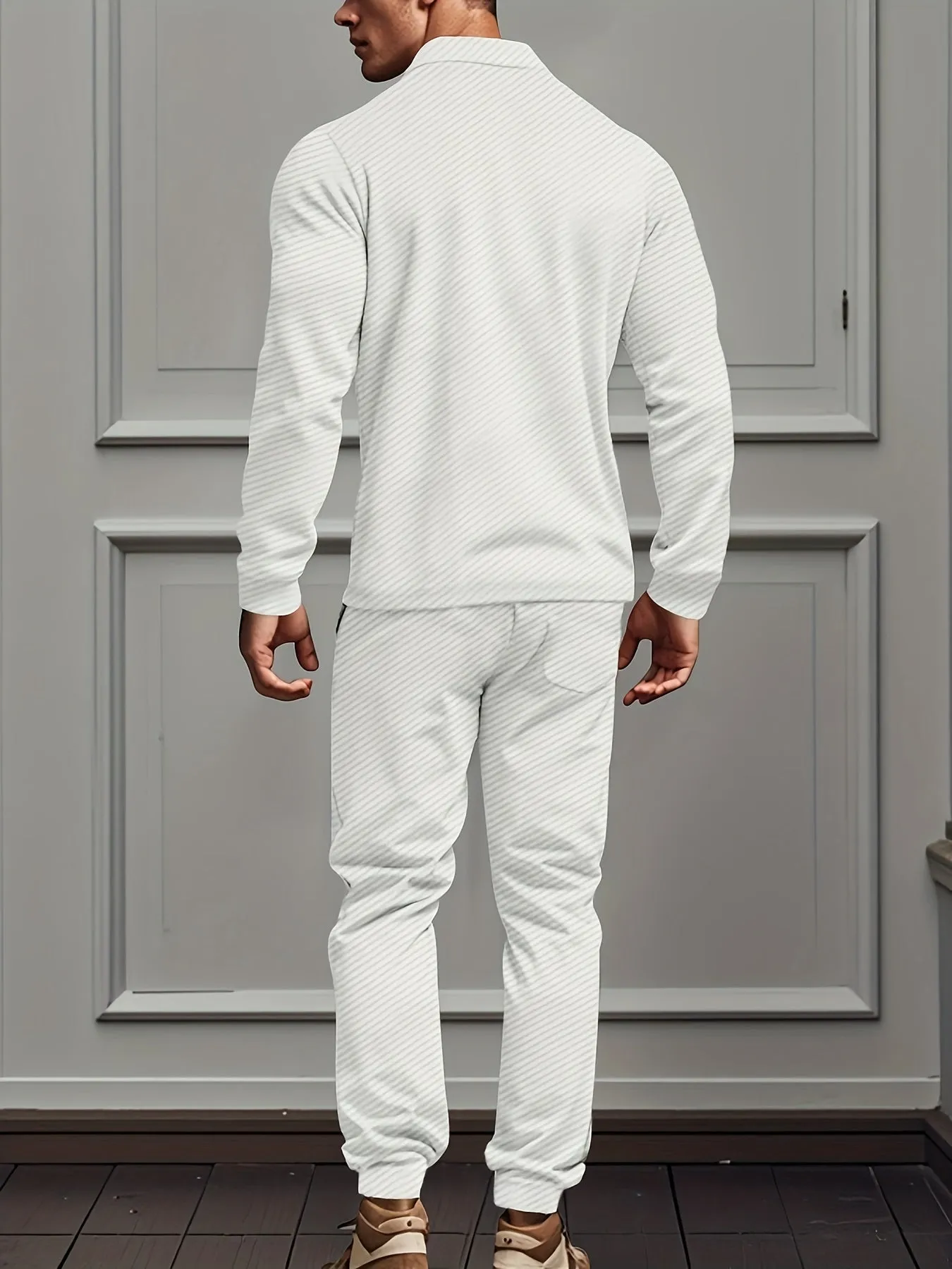 Casual Polyester Blend Knit Tracksuit with Jacket and Cotton Pants for Men | Ideal for All Seasons