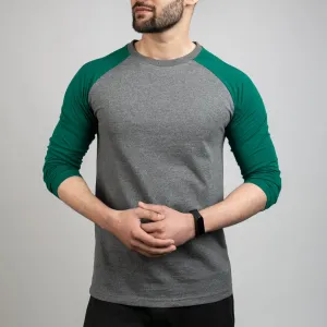Charcoal & Green Raglan