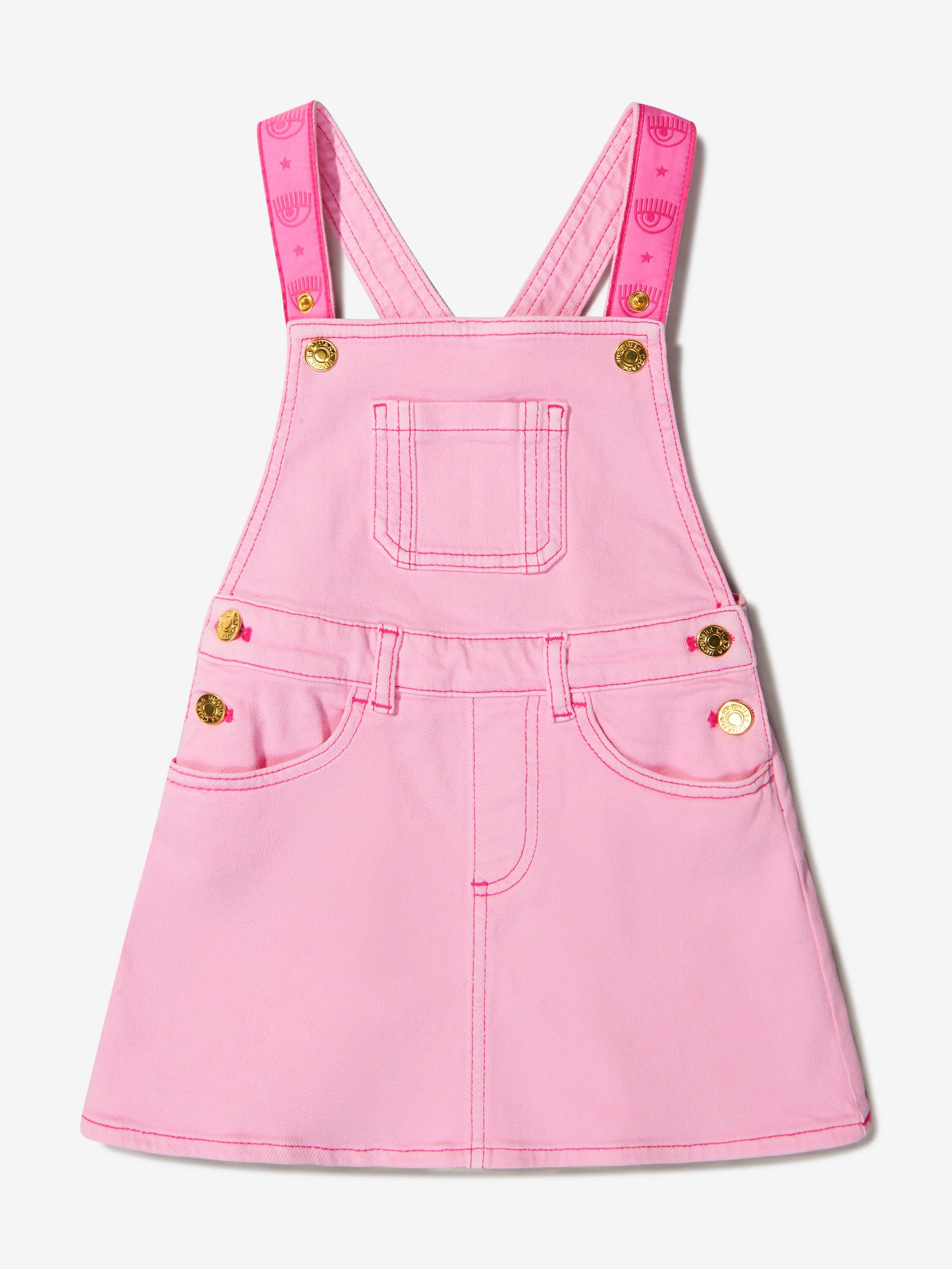 Chiara Ferragni Girls Cotton Logo Strap Salopette Dress