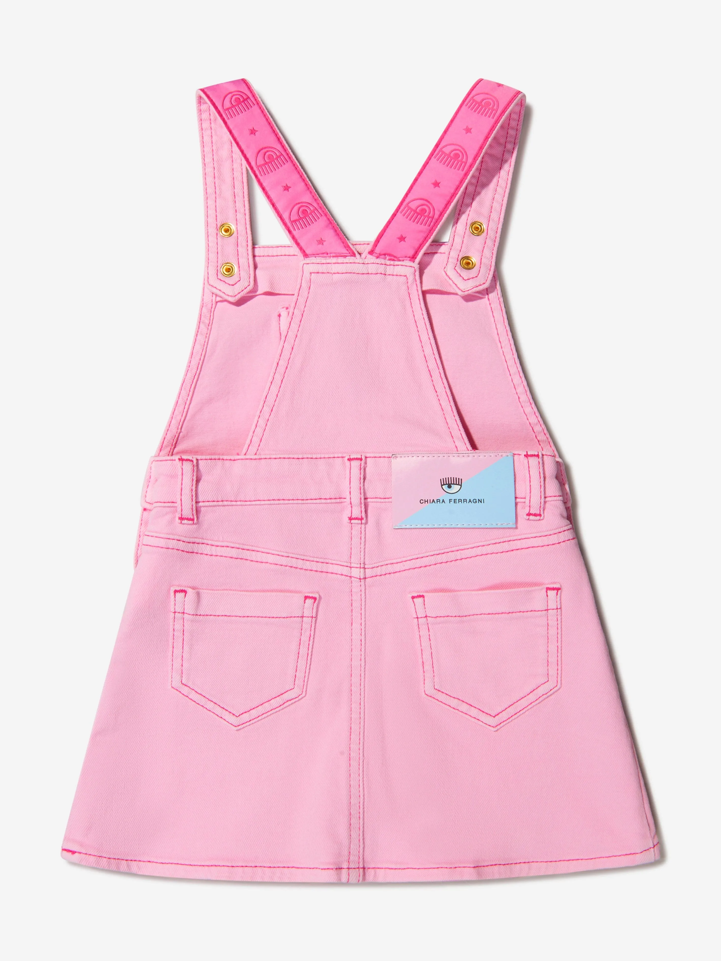Chiara Ferragni Girls Cotton Logo Strap Salopette Dress