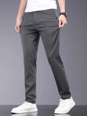 Clothing Men's Casual Pants Thin Slim Elastic Waist Business Trousers