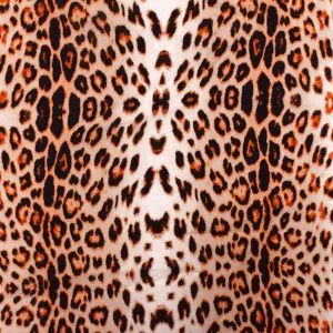 Coral Orange-Black-Multi Cheetah Printed Polyester Georgette Woven Fabric