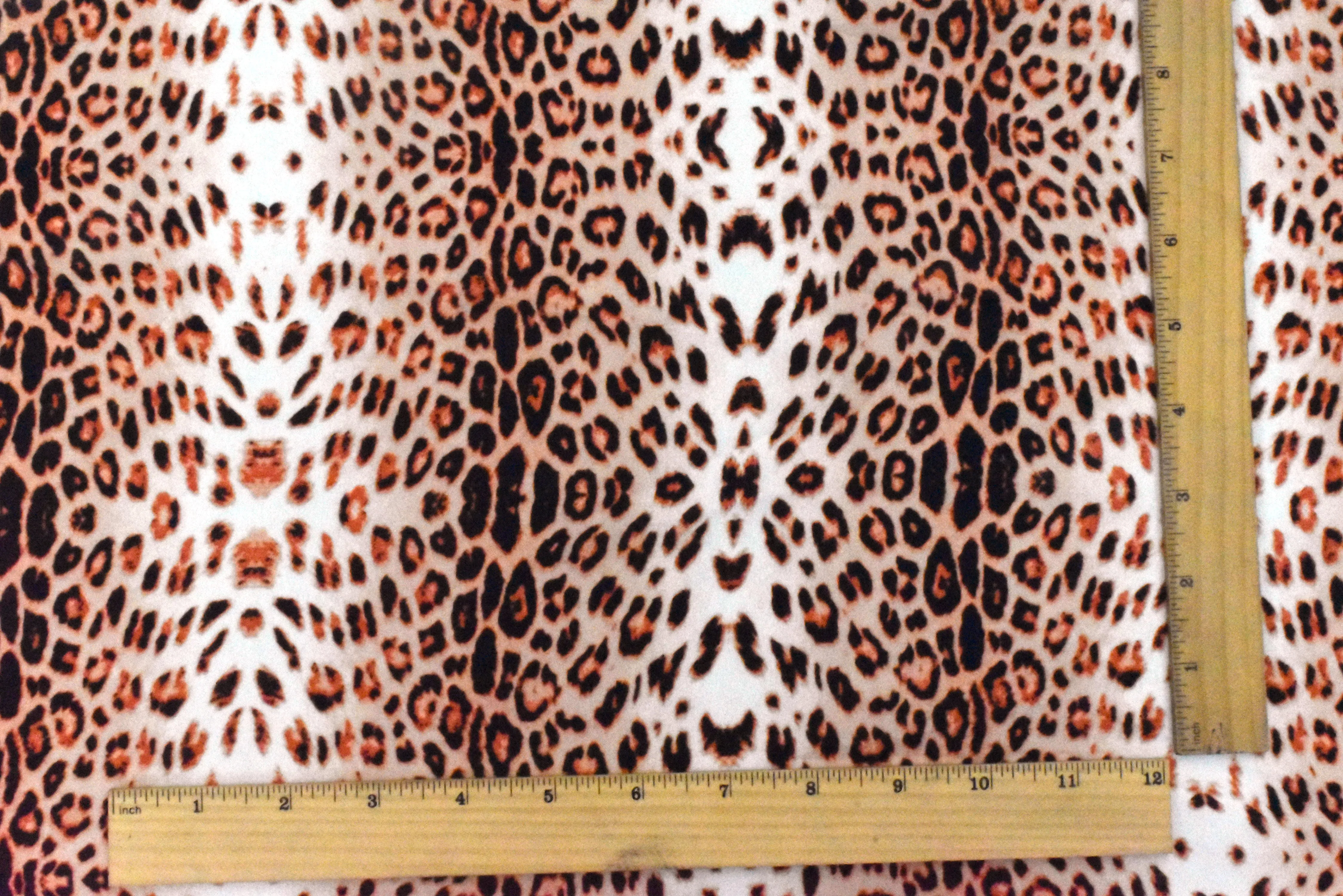 Coral Orange-Black-Multi Cheetah Printed Polyester Georgette Woven Fabric