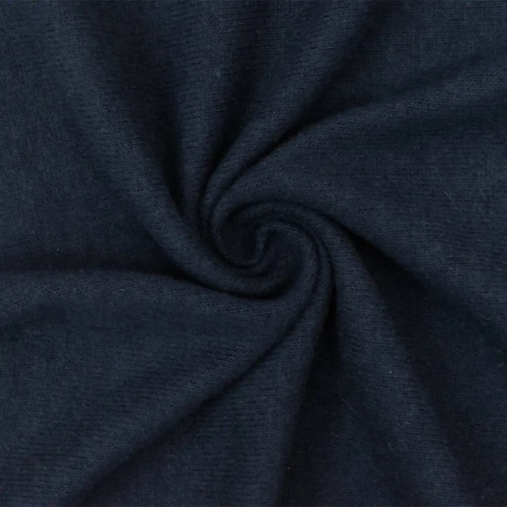 Deep Navy Solid Stretch Brushed Jersey Knit Fabric