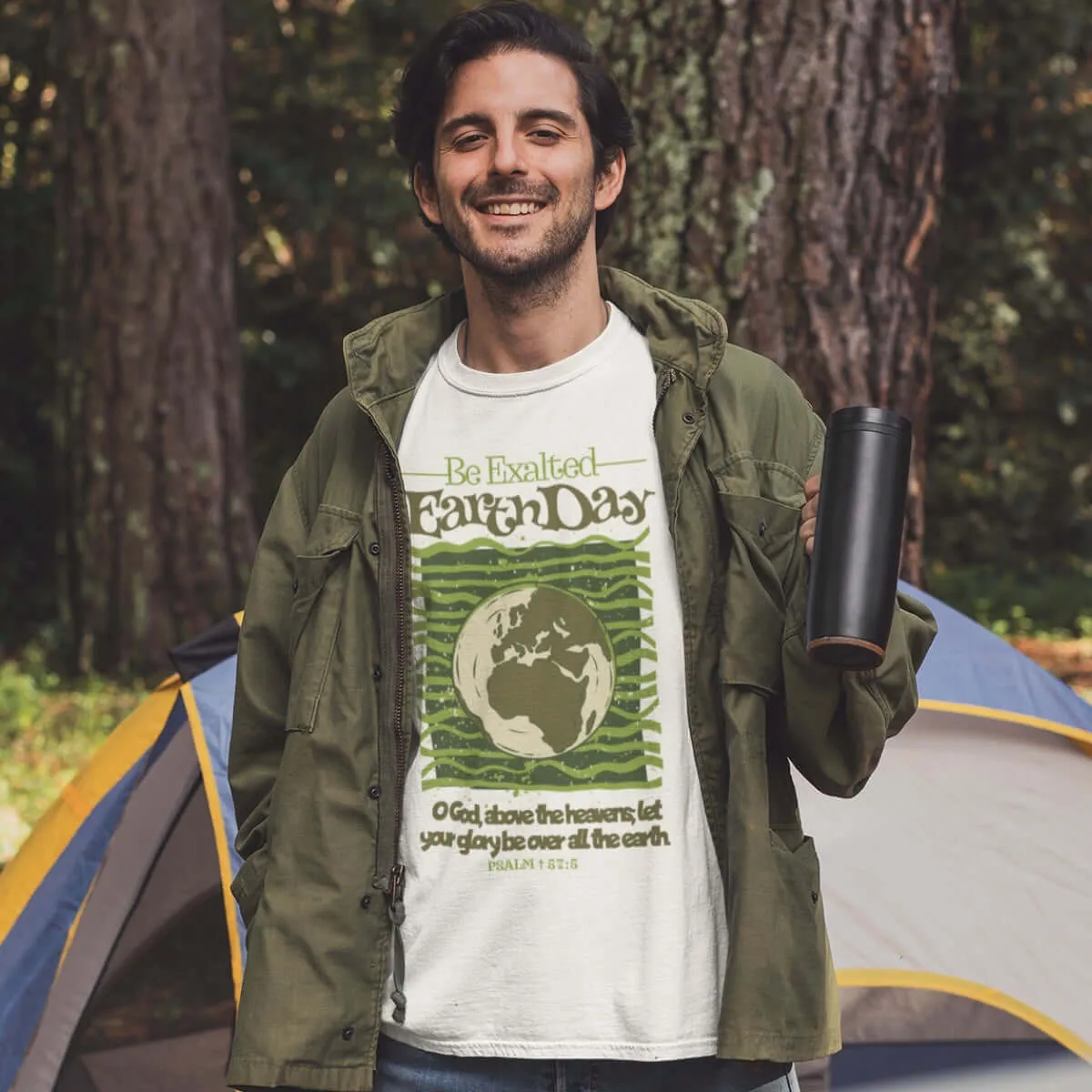 Earth Day Be Exalted Christian TShirt, Camping Nature Religious Tee Shirt