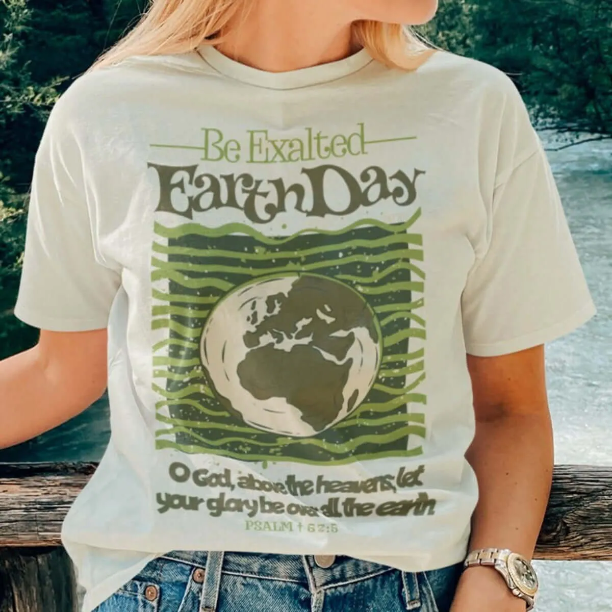 Earth Day Be Exalted Christian TShirt, Camping Nature Religious Tee Shirt