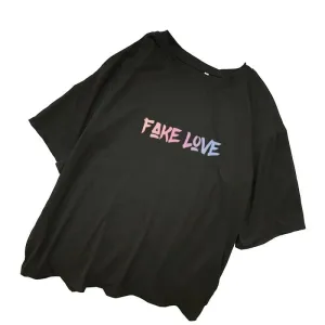 FAKE LOVE Album T Shirts Women Korean Kpop Letter  Tops Camisas Mujer Shirt