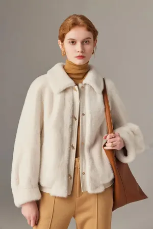Faux Mink Fur Bomber Jacket