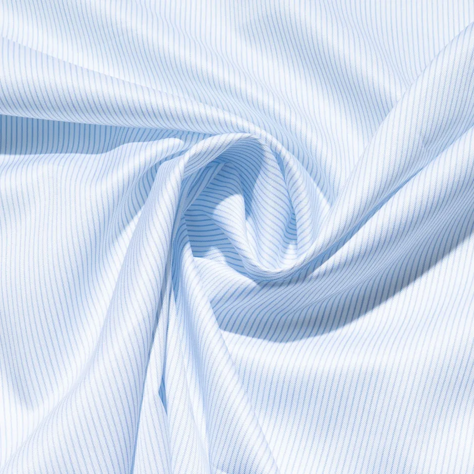 Fine Blue Pinstripe Pure Shirting Cotton
