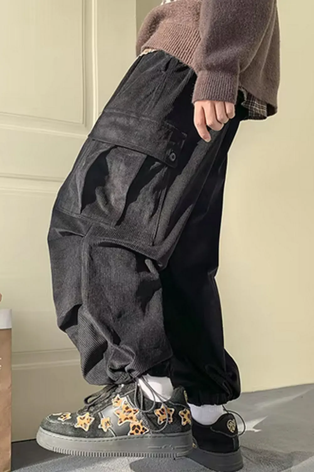 Flytonn-cute winter outfits casual winter outfits christmas outfit party look inspos Loose Casual Jogger Corduroy Sweatpants