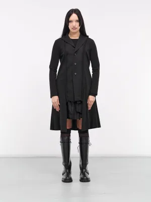 Gabardine Combination Long Jacket (FS-J62-800-BLACK)