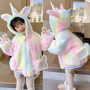 Girls Coat Cute Colorful Unicorn Jacket For Girls Winter Warm