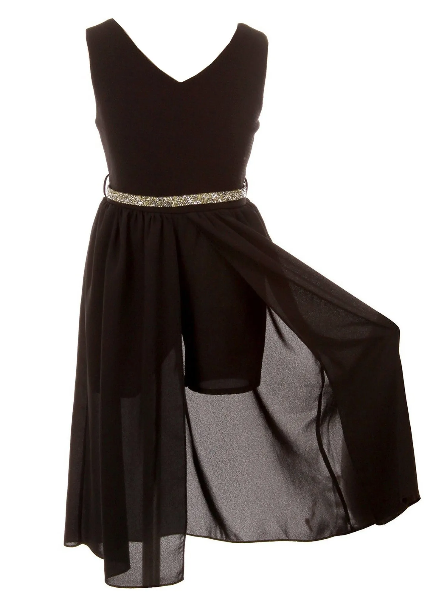 Girls Multi Colors Stone Belt Special Occasion Jumpsuit Dress 4-14