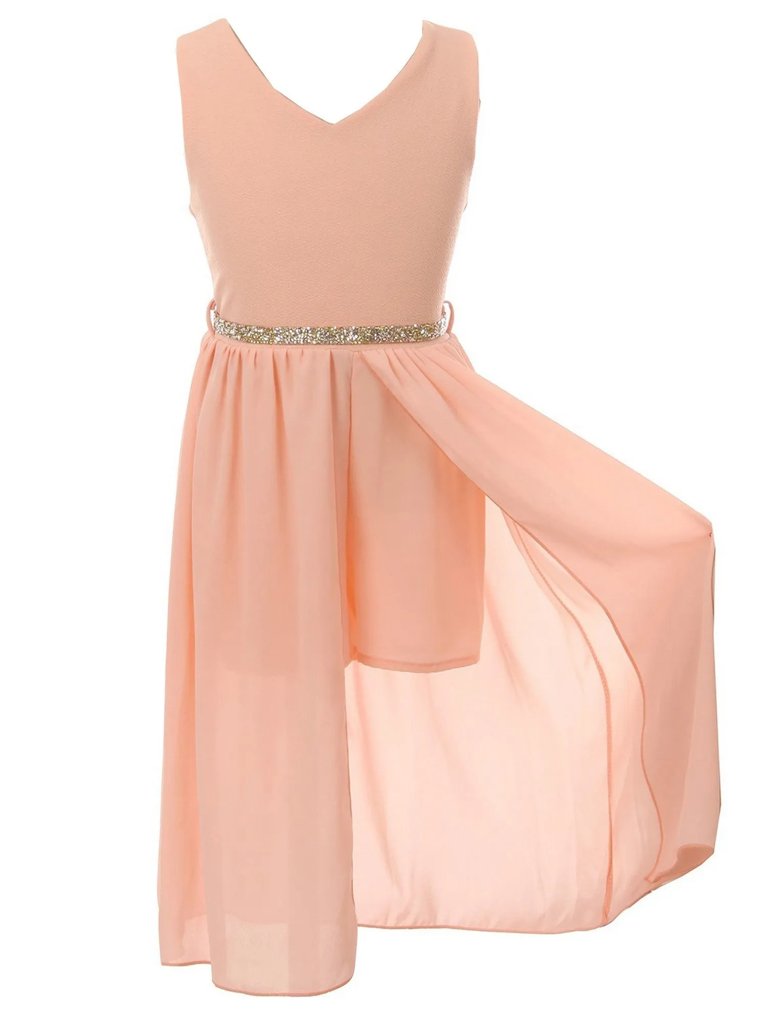 Girls Multi Colors Stone Belt Special Occasion Jumpsuit Dress 4-14
