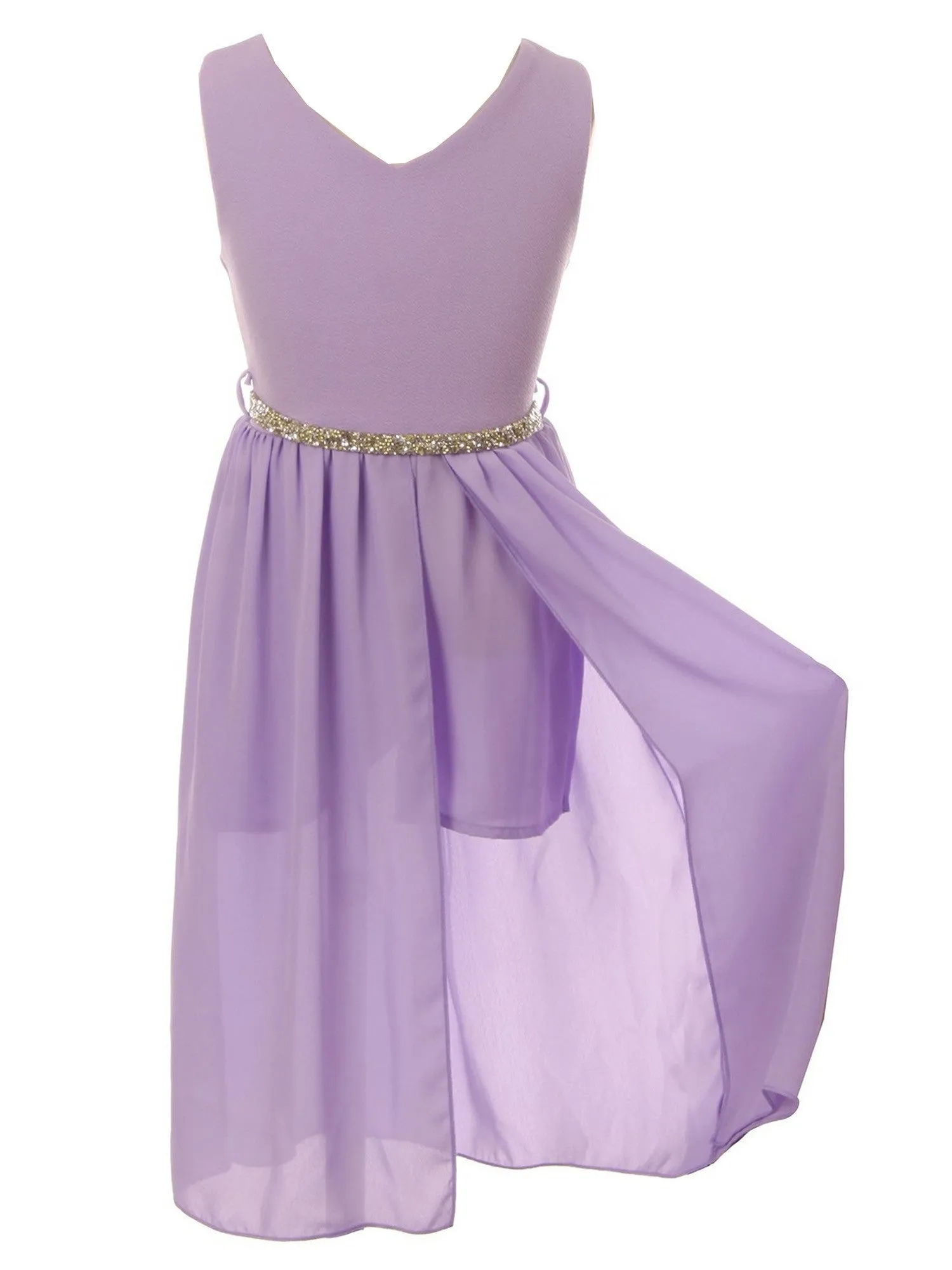 Girls Multi Colors Stone Belt Special Occasion Jumpsuit Dress 4-14