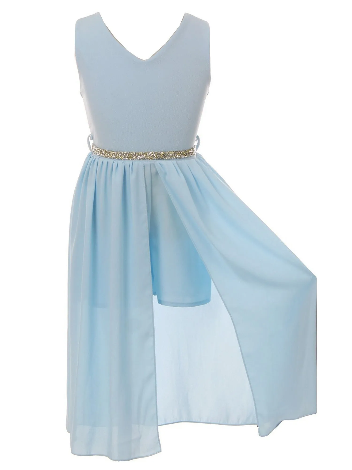 Girls Multi Colors Stone Belt Special Occasion Jumpsuit Dress 4-14
