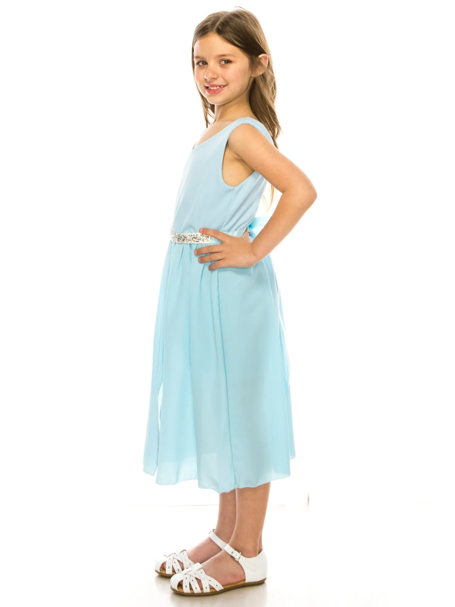 Girls Multi Colors Stone Belt Special Occasion Jumpsuit Dress 4-14