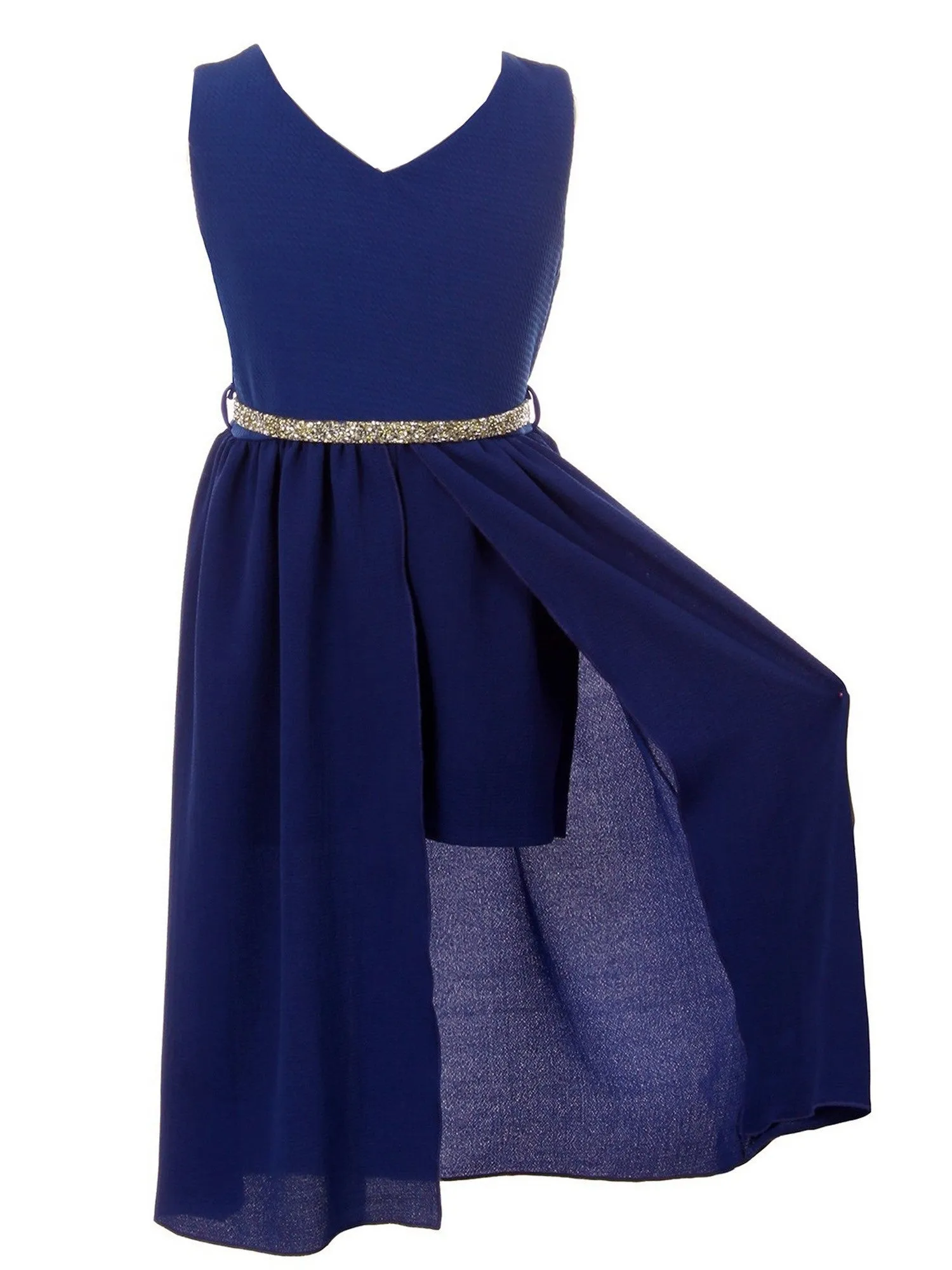 Girls Multi Colors Stone Belt Special Occasion Jumpsuit Dress 4-14
