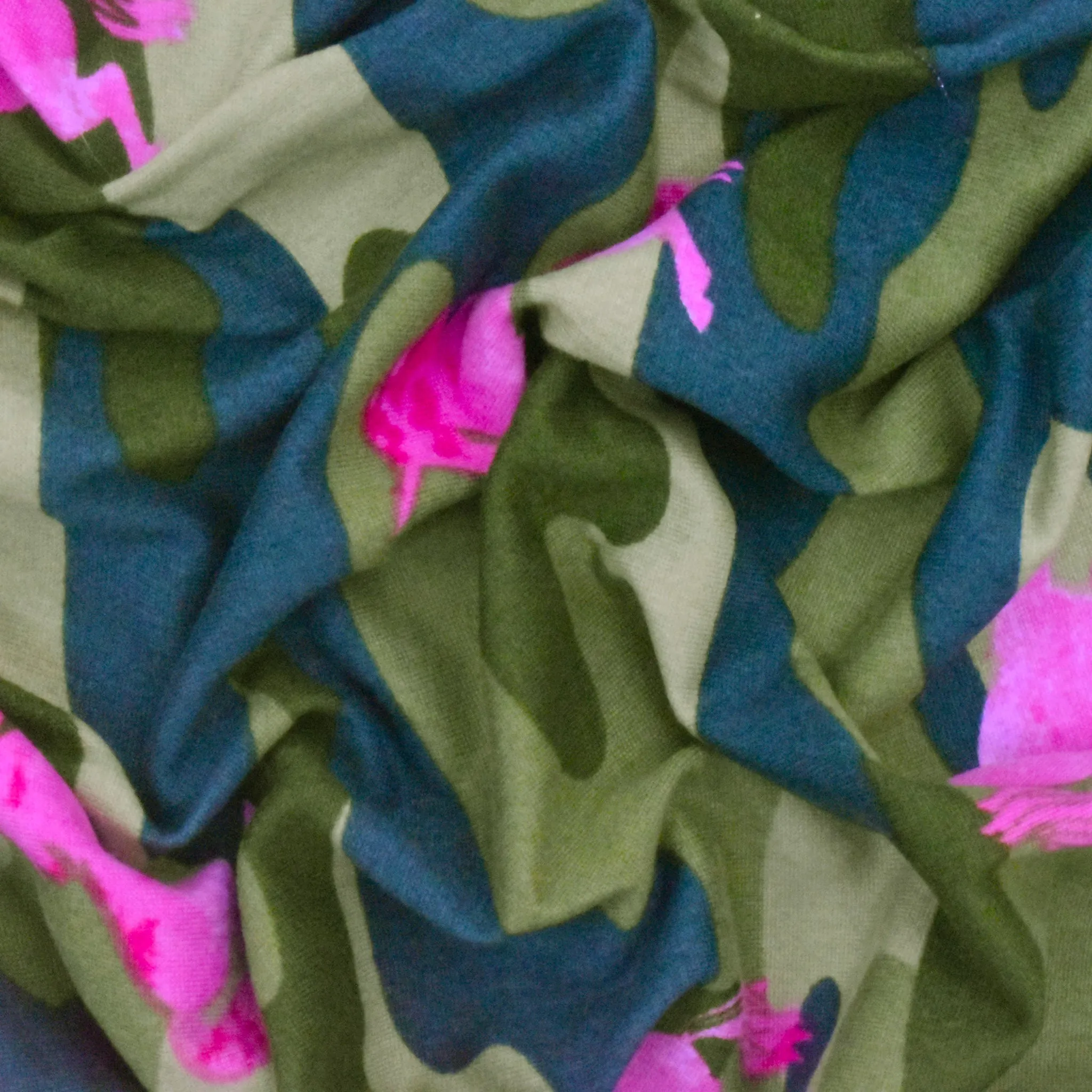 Green-Multi Unicorn Camo Printed Stretch Double Brushed Jersey Knit Fabric