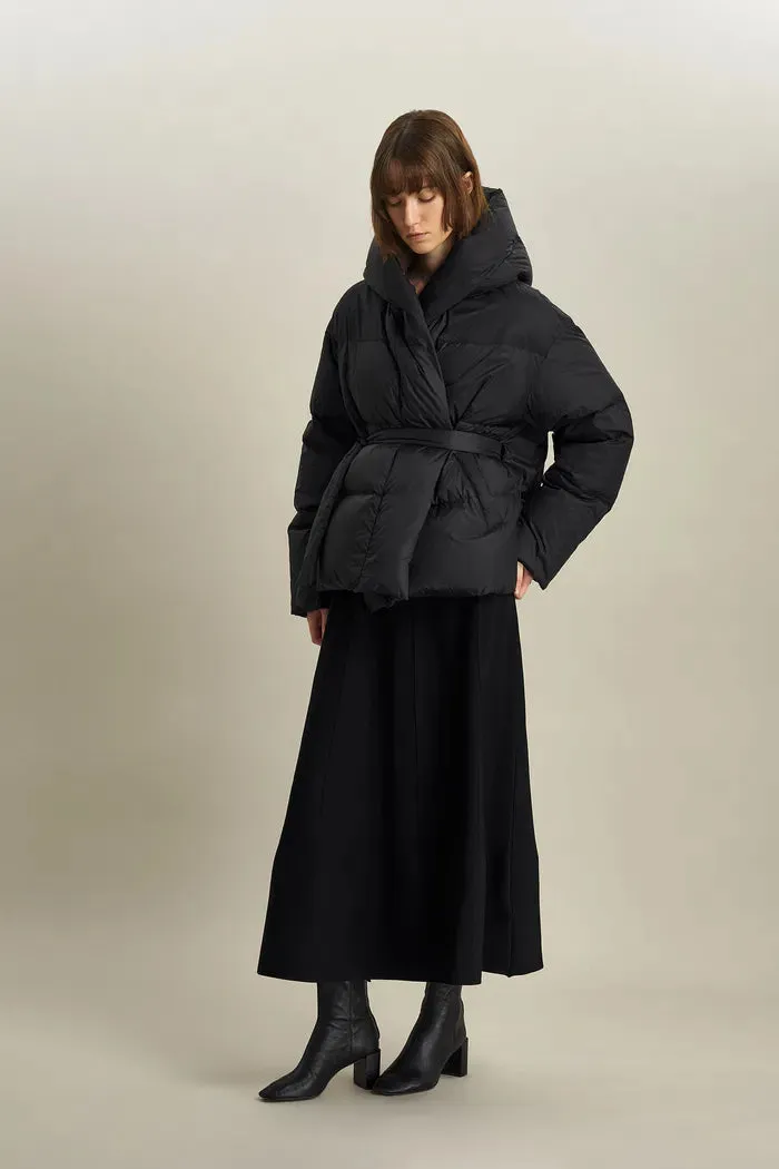 Iliana Water-Repellent Hooded Lightweight Duck Down Jacket in Ultra-Light Fabric