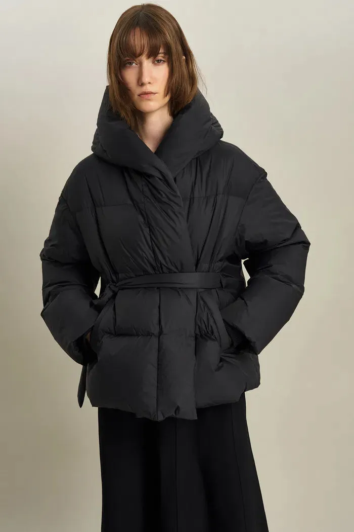 Iliana Water-Repellent Hooded Lightweight Duck Down Jacket in Ultra-Light Fabric