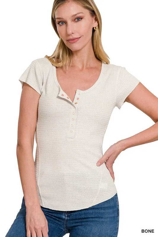 Iris Baby Waffle Sleeve Top