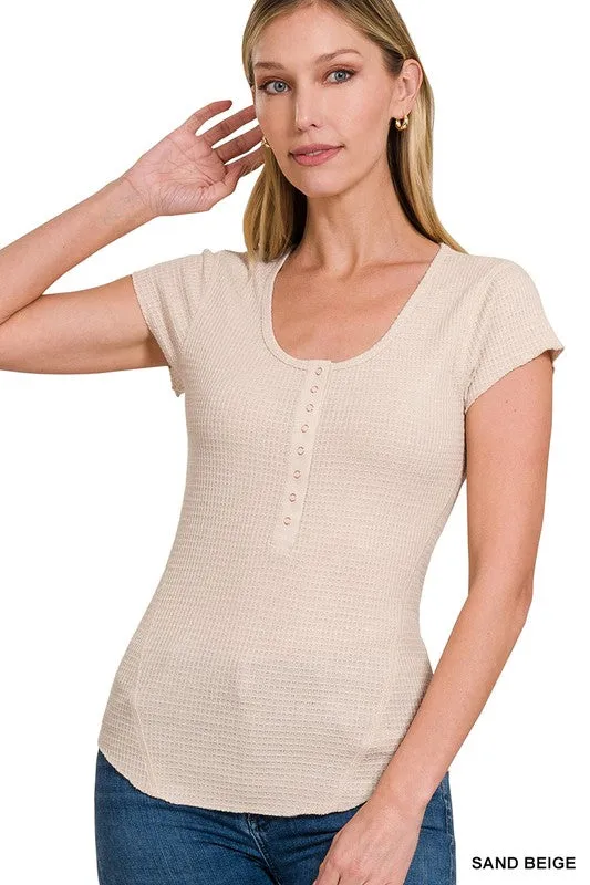 Iris Baby Waffle Sleeve Top
