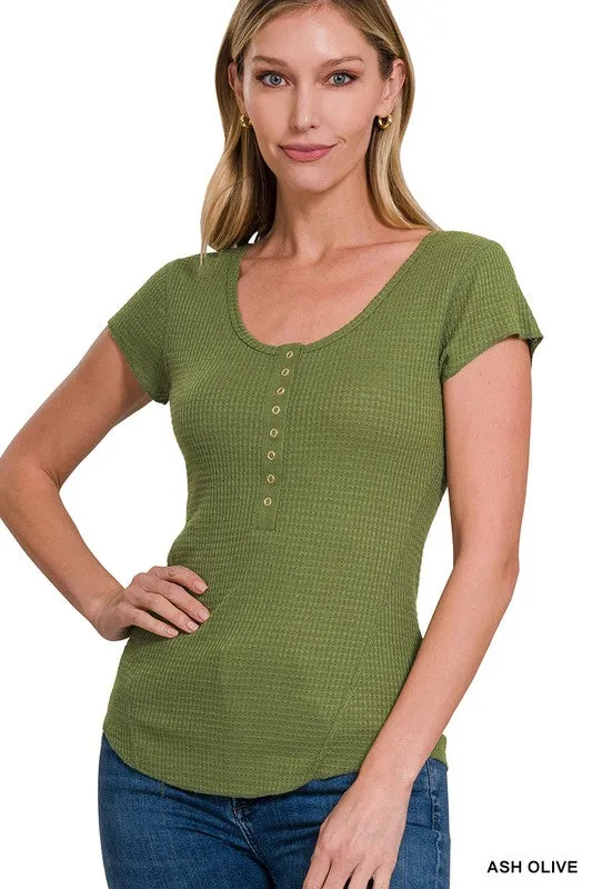 Iris Baby Waffle Sleeve Top
