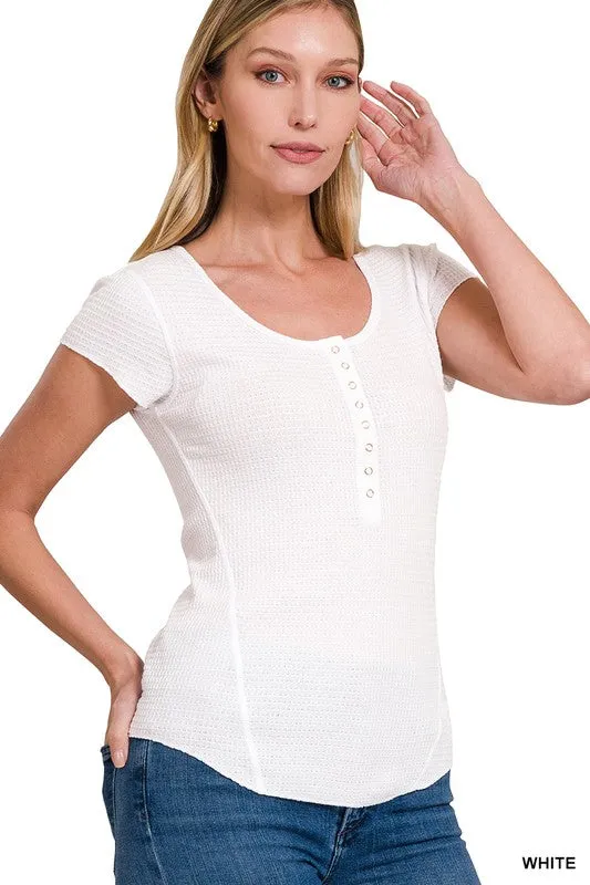 Iris Baby Waffle Sleeve Top