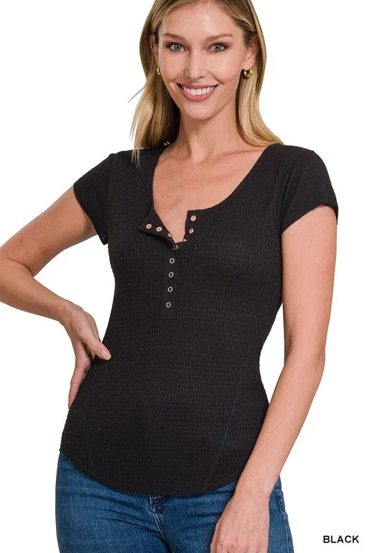 Iris Baby Waffle Sleeve Top